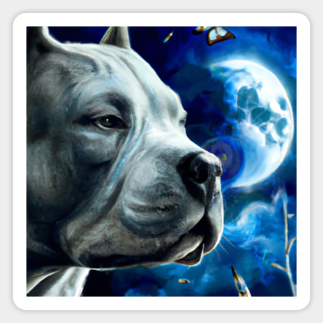 Blue Moon Pitbull Sticker by Shadowbyte91